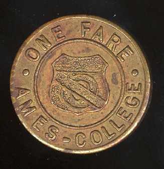 Front of an Iowa State Dinkey token.