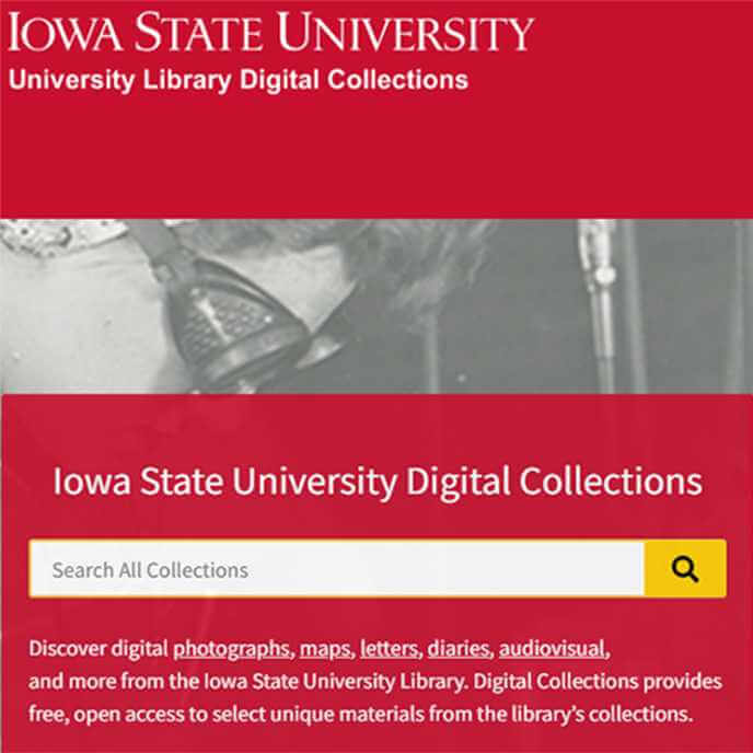 Homepage of the Digital Collections website